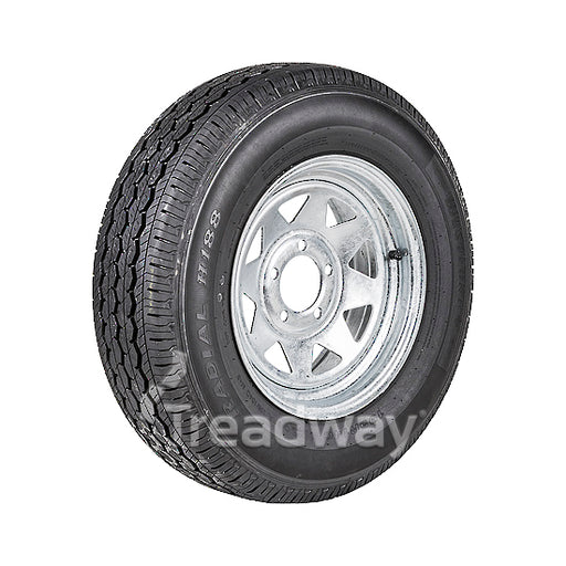 Wheel 14 x 15" Galv spoke +15 5 X 4.75"PCD Rim 195/60R14 8 ply Tyre W189 Trax 102Q